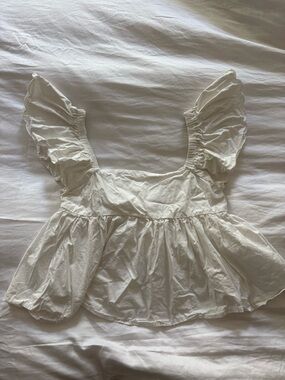 Altar'd State White Ruffled Peplum Blouse